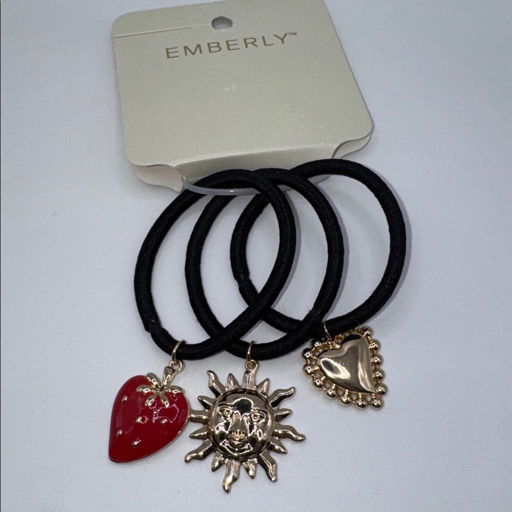 Emberly Hair Ties Set with Charms Bracelet